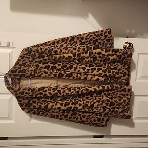 Leopard faux fur coat, sz L.  Lining